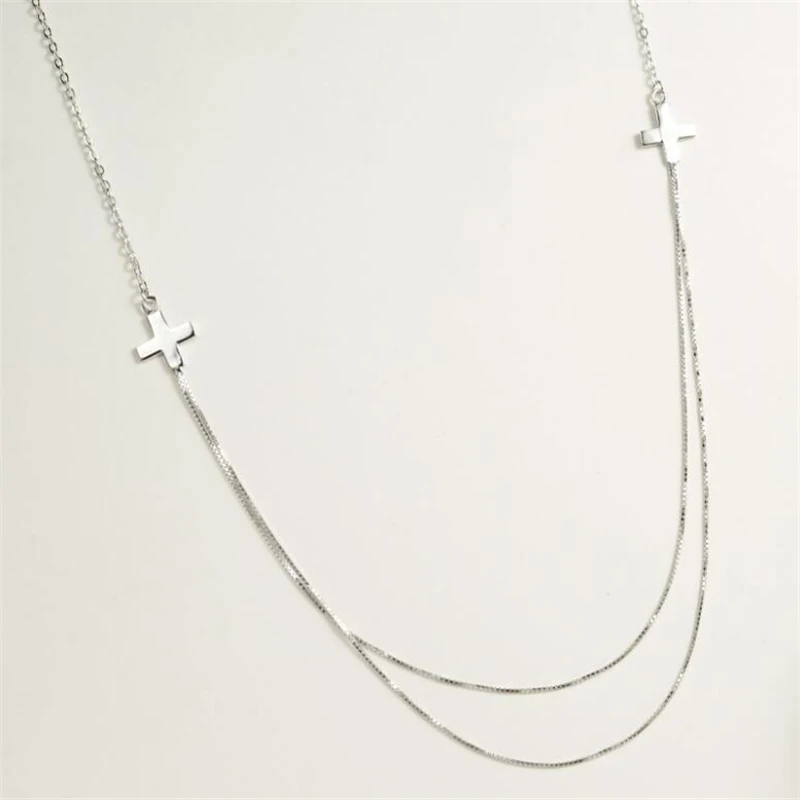 100% 925 Sterling Silver Jesus Cross Necklace 2 Layer Cross Choker Necklace Women Pendant Accessories Jewelry Femme collier
100% 925 Sterling Silver Jesus Cross Necklace 2 Layer Cross Choker Necklace Women Pendant Accessories Jewelry Femme collier