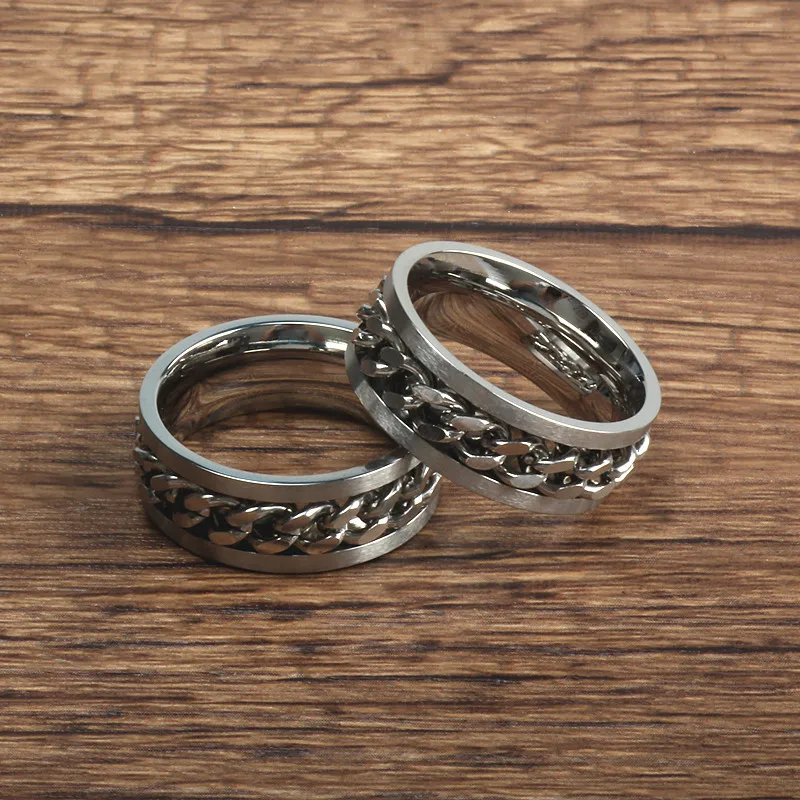 Fashion Men's Ring The Punk Rock Accessories Stainless Steel Black Chain Spinner Rings For Men
Fashion Men's Ring The Punk Rock Accessories Stainless Steel Black Chain Spinner Rings For Men