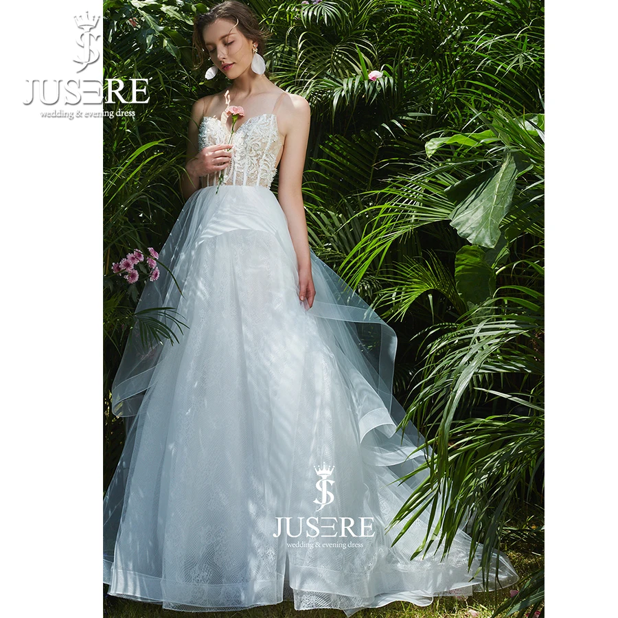 Modern Design Sweetheart See through Beaded Boning Bodice A line Tulle Vestido De Noiva Ruffles Skirt Wedding Dresses 2019
Modern Design Sweetheart See through Beaded Boning Bodice A line Tulle Vestido De Noiva Ruffles Skirt Wedding Dresses 2019