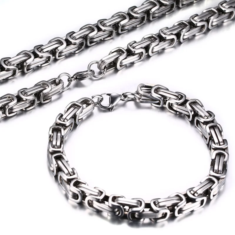 Men's Stainless Steel Necklace Bracelet Link Byzantine Chain Set Silver Tone 8mm 9 24inch
Men's Stainless Steel Necklace Bracelet Link Byzantine Chain Set Silver Tone 8mm 9 24inch