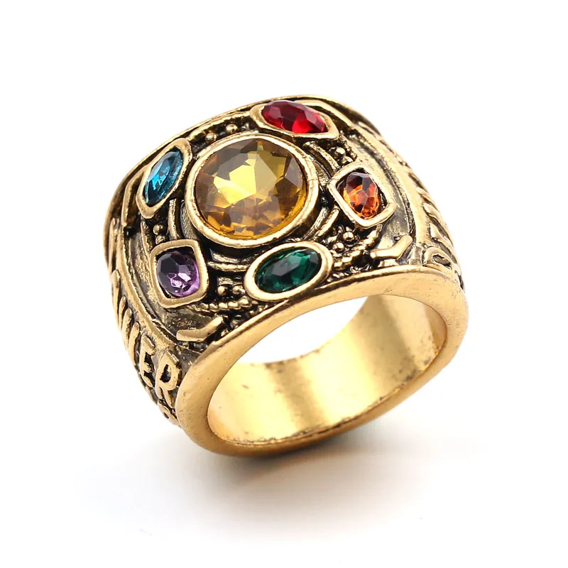 Hot Movie The Avenger 3 Infinity War Ring Gold Thanos Infinite Power Gauntlet Colorful Crystal Cosplay Jewelry Gifts for Fans
Hot Movie The Avenger 3 Infinity War Ring Gold Thanos Infinite Power Gauntlet Colorful Crystal Cosplay Jewelry Gifts for Fans