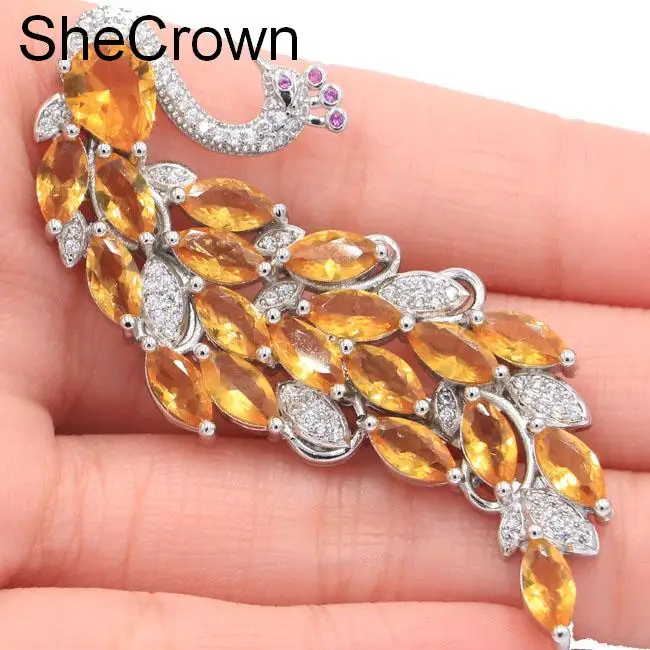 New Designed Big Phoenix Golden Citrine,Tourmaline CZ SheCrown Gift Silver Brooch 61x26mm
New Designed Big Phoenix Golden Citrine,Tourmaline CZ SheCrown Gift Silver Brooch 61x26mm