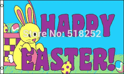 Image HAPPY EASTER BUNNY Flag 3x5 FT 150X90CM Banner 100D Polyester flag  brass grommets 085, free shipping