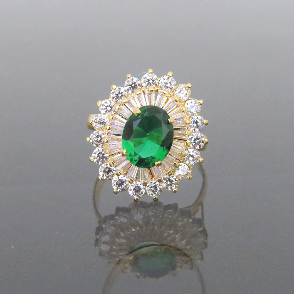 14k желтое золото 1.6CT 9*7 мм изумруд лаборатория-создан с Buguettee белый топаз и