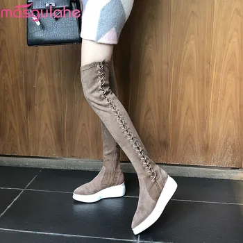 Masgulahe 2018 fashion over the knee boots women pointed toe flat platform suede leather boots zip cross tied thigh high boots
Masgulahe 2018 fashion over the knee boots women pointed toe flat platform suede leather boots zip cross tied thigh high boots