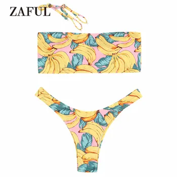 ZAFUL Bikini Banana Print High Leg Bandeau Bikini Set Fruit Women Swimsuit Cute Swimwear Collar Biquni Padded Beach SwimmingSuit
ZAFUL Bikini Banana Print High Leg Bandeau Bikini Set Fruit Women Swimsuit Cute Swimwear Collar Biquni Padded Beach SwimmingSuit