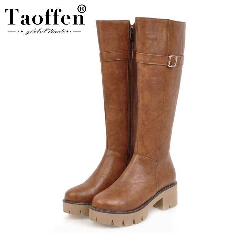 Taoffen Pu Leather Women Knee High Boots Winter Warm Thick Sole Shoes Zipper Buckle Daily Boots Women Footwear Size 34-43
Taoffen Pu Leather Women Knee High Boots Winter Warm Thick Sole Shoes Zipper Buckle Daily Boots Women Footwear Size 34-43