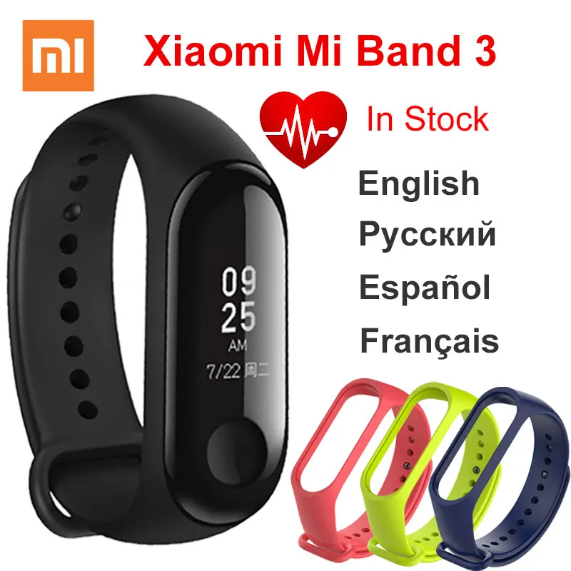 

Xiaomi Mi Band 3 Miband Instant Message Caller ID Smart Bracelet Wristband Waterproof Big OLED Touch Screen Heart Rate Monitor