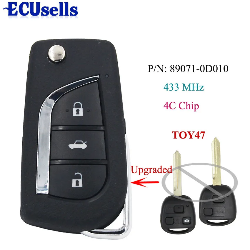 Upgraded Remote Car Key Fob 433MHz 4C Chip for Toyota Yaris Avensis Corolla P/N: 89071-0D010 With TOY47 Blade
Upgraded Remote Car Key Fob 433MHz 4C Chip for Toyota Yaris Avensis Corolla P/N: 89071-0D010 With TOY47 Blade