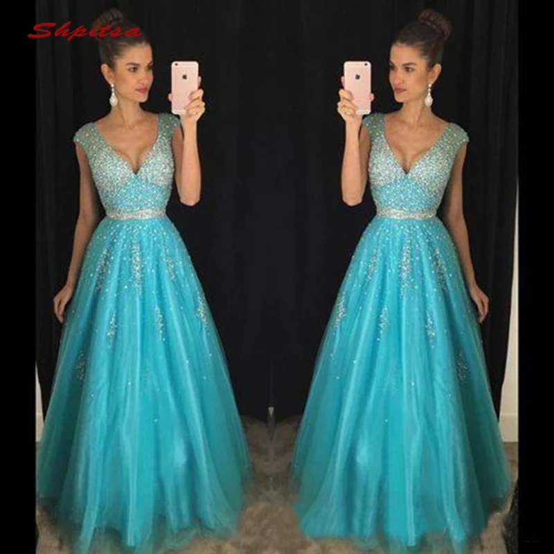 Luxury Long Evening Dresses Party Crystals Beaded Plus Size Ladies Women Formal Gown | Свадьбы и торжества