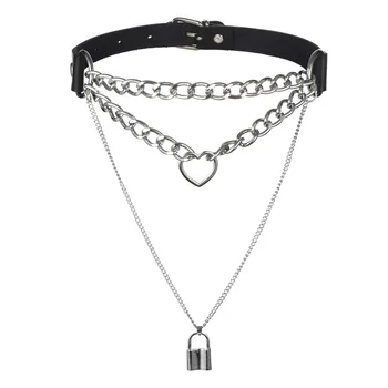Gothic Lock Chain choker collar harajuku Punk pendant necklace women girls black leather chocker emo Kawaii witch rave jewelry
Gothic Lock Chain choker collar harajuku Punk pendant necklace women girls black leather chocker emo Kawaii witch rave jewelry