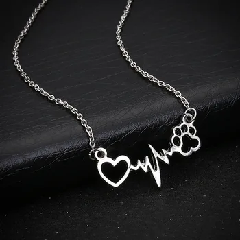 Wholesale Trendy Dog Cat Paw Print Heartbeat Necklace Women Animal Cute Doggy Footprint Pendant Necklaces Custom Jewelery Gift
Wholesale Trendy Dog Cat Paw Print Heartbeat Necklace Women Animal Cute Doggy Footprint Pendant Necklaces Custom Jewelery Gift