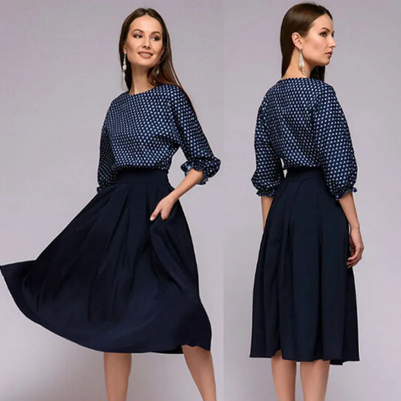 Summer Vintage Elegant Women Dress Work Wear O-neck Puff Sleeves Midi Dress For Lady
Summer Vintage Elegant Women Dress Work Wear O-neck Puff Sleeves Midi Dress For Lady