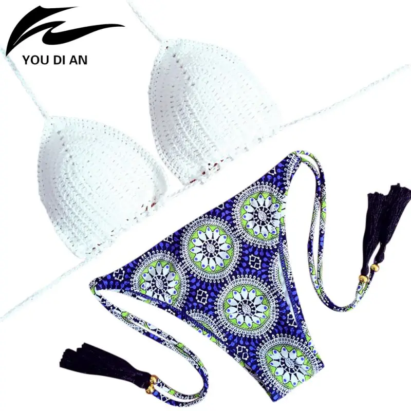 Biquini Low Waist Swimsuit Crochet Bikini Sets Women Pure Handmade Top Sexy Halter Swimwear Floral Print
Biquini Low Waist Swimsuit Crochet Bikini Sets Women Pure Handmade Top Sexy Halter Swimwear Floral Print