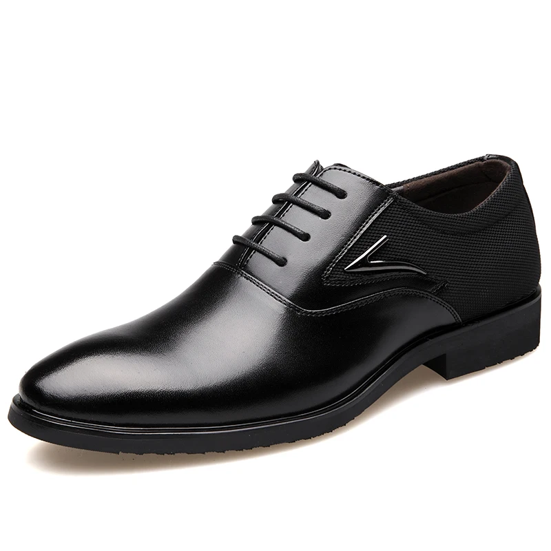 Men's Casual Leather Flat Shoes Lace-Up