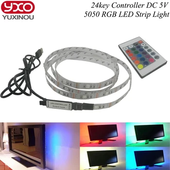 TV Background Lighting DC5V USB LED Strip 5050 RGB Christmas desk Decor lamp with 24Key RF Controller 50cm /1m/2m/3m/4m/5m Set
TV Background Lighting DC5V USB LED Strip 5050 RGB Christmas desk Decor lamp with 24Key RF Controller 50cm /1m/2m/3m/4m/5m Set