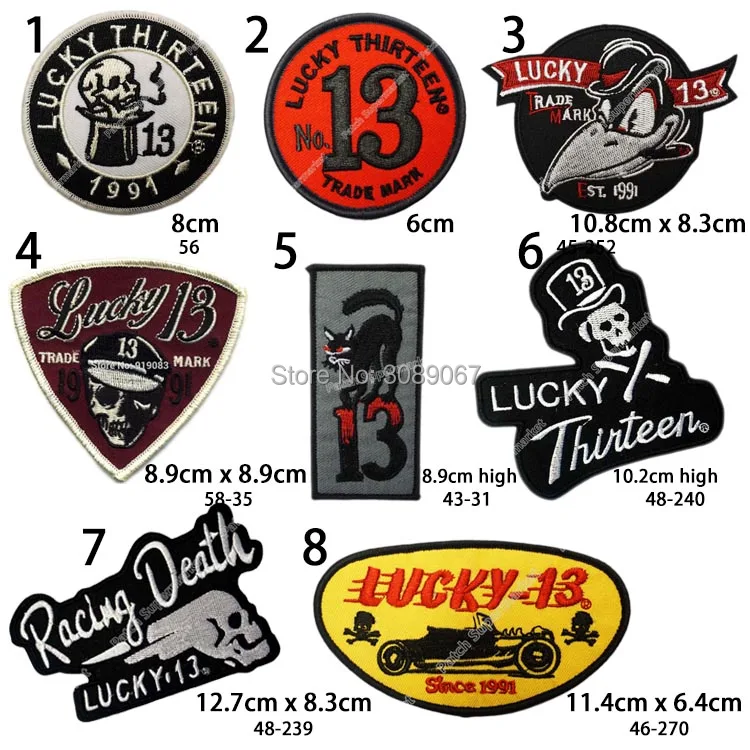 LUCKY THIRTEEN 13 MOTO SUICIDE MOTORCYCLE JACKET PUNK ROCKABILLY HOT ROD Chopper MC Embroidered Biker Vest Patch IRON ON Badge
LUCKY THIRTEEN 13 MOTO SUICIDE MOTORCYCLE JACKET PUNK ROCKABILLY HOT ROD Chopper MC Embroidered Biker Vest Patch IRON ON Badge