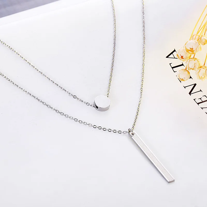 Charming Stainless Steel Rectangle bar Kolye Chain Necklaces Double Layer Pendant Necklace High quality Women's Birthday gift
Charming Stainless Steel Rectangle bar Kolye Chain Necklaces Double Layer Pendant Necklace High quality Women's Birthday gift