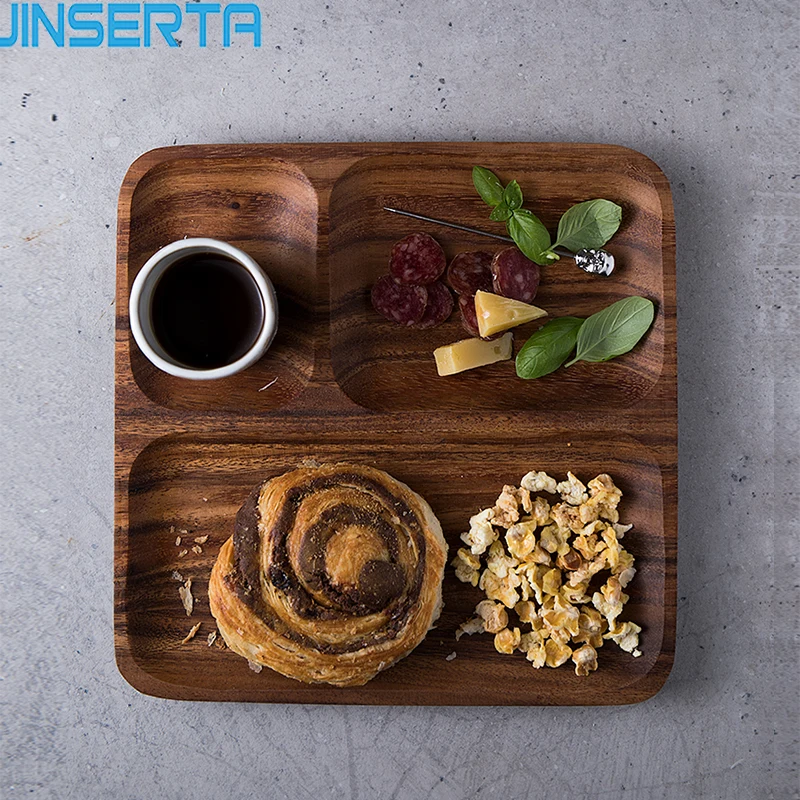 JINSERTA Dinner Plate Dish Tableware Wood Serving Tray 3 Grids Natural Healthy Breakfast Cake Dessert Fruit Salad Snack Plate 
JINSERTA Dinner Plate Dish Tableware Wood Serving Tray 3 Grids Natural Healthy Breakfast Cake Dessert Fruit Salad Snack Plate