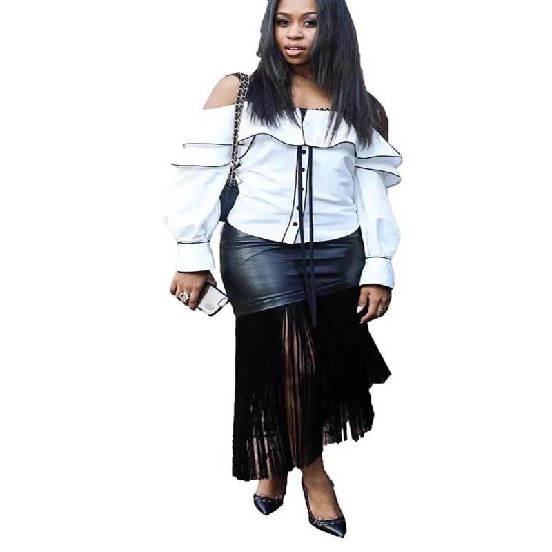 Africa Clothing Fashion Black Tassel Stitching PU Leather Pencil Skirt Women Bandage Party
Africa Clothing Fashion Black Tassel Stitching PU Leather Pencil Skirt Women Bandage Party