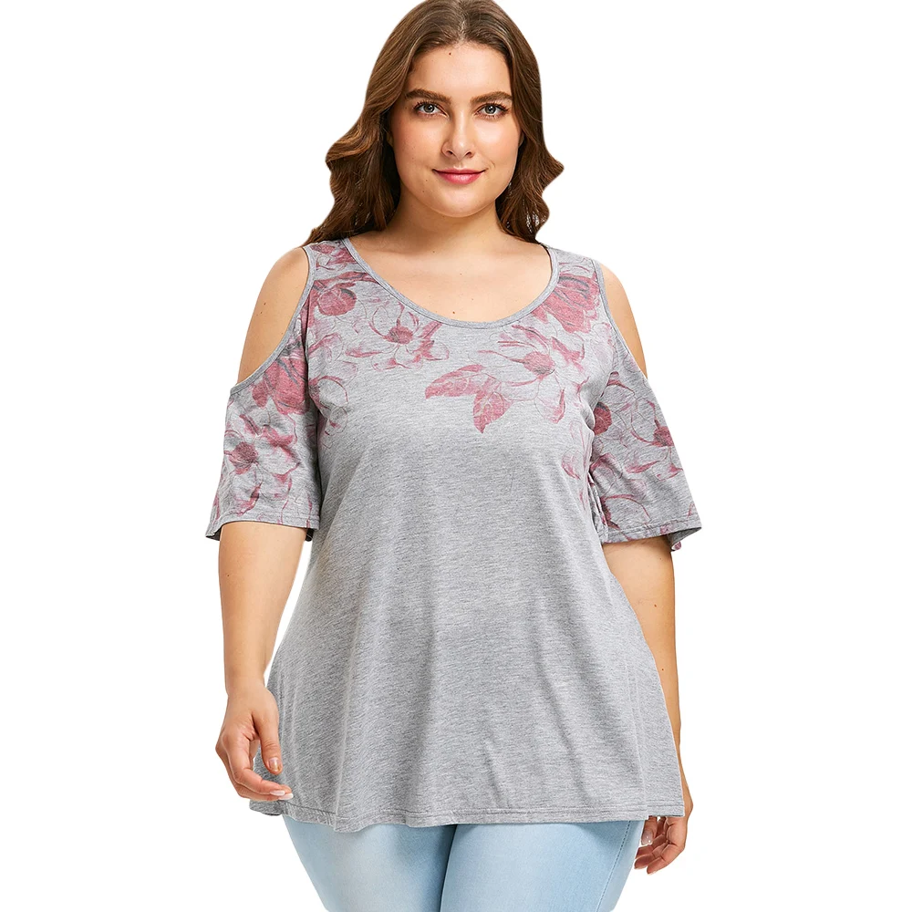 Wipalo Plus Size 5XL Cold Shoulder Cut Floral Print T-Shirt Women Summer Round Neck Half Sleeve Female T Shirt Women Clothings
Wipalo Plus Size 5XL Cold Shoulder Cut Floral Print T-Shirt Women Summer Round Neck Half Sleeve Female T Shirt Women Clothings