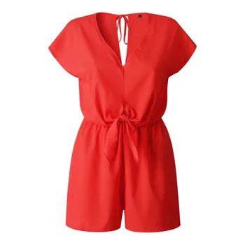 Women Summer Romper V-Neck Backless Bandage Jumpsuits Overall Sexy Playsuit Casual Short Sleeve Bodycon Elegant Jumpsuit 
Women Summer Romper V-Neck Backless Bandage Jumpsuits Overall Sexy Playsuit Casual Short Sleeve Bodycon Elegant Jumpsuit
