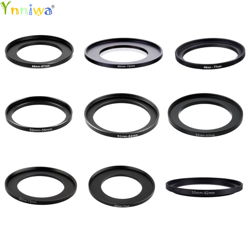 

50pcs 46-49mm 49-52mm 52-55mm 55-58mm 58-62mm 62-67mm 67-72mm 72-77mm 77-82mm 46-48 Metal Step Up Rings Lens Adapter Filter Set