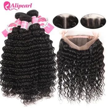 AliPearl Deep Wave Bundles With 360 Frontal Closure Brazilian Human Hair 3 Bundles With 360 Lace Frontal Remy Hair Extension
AliPearl Deep Wave Bundles With 360 Frontal Closure Brazilian Human Hair 3 Bundles With 360 Lace Frontal Remy Hair Extension
