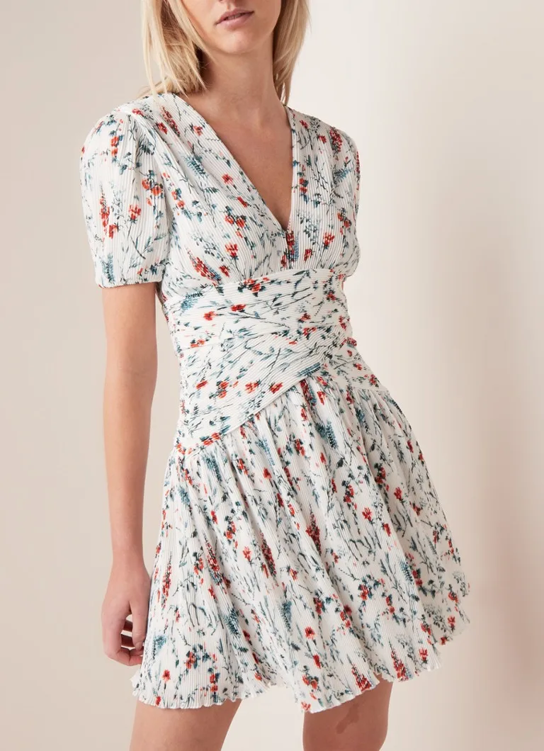 Woman's Dress Pleated Sexy V-neck Silm Fit Flower Print Short Sleeve Party Women Mini Dress
Woman's Dress Pleated Sexy V-neck Silm Fit Flower Print Short Sleeve Party Women Mini Dress