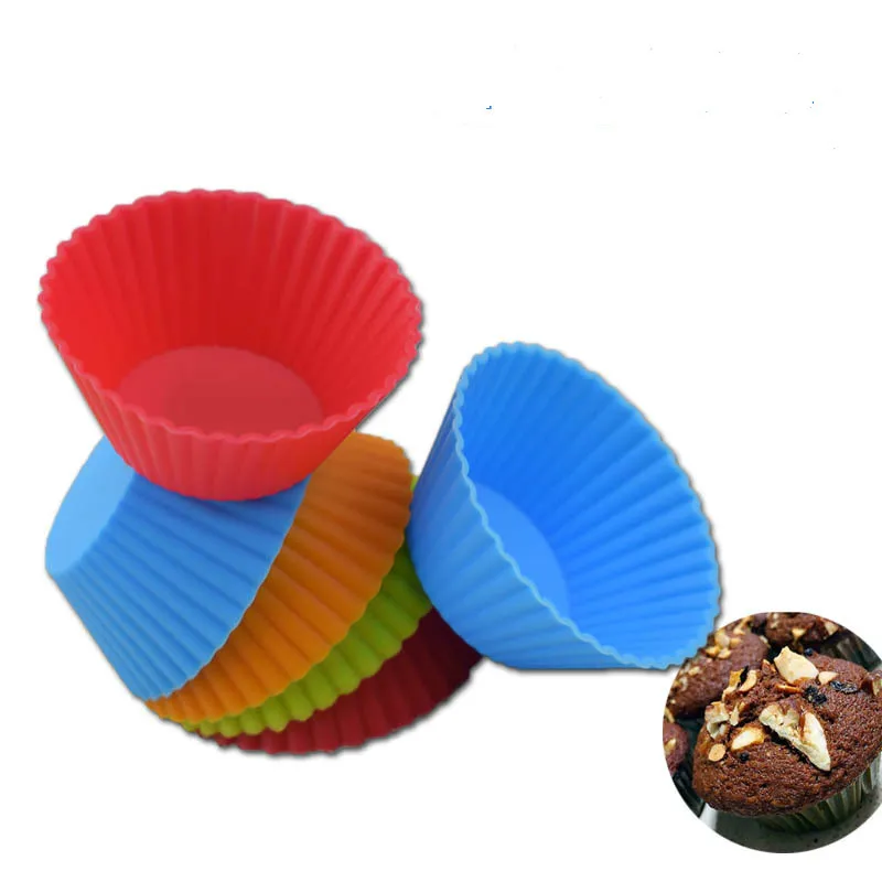 

Thickened 5CM Round Silica Gel Cake Cup Mould Pudding Jelly Muffin Cup Puff Mould Baking Cup DIY Color Random
