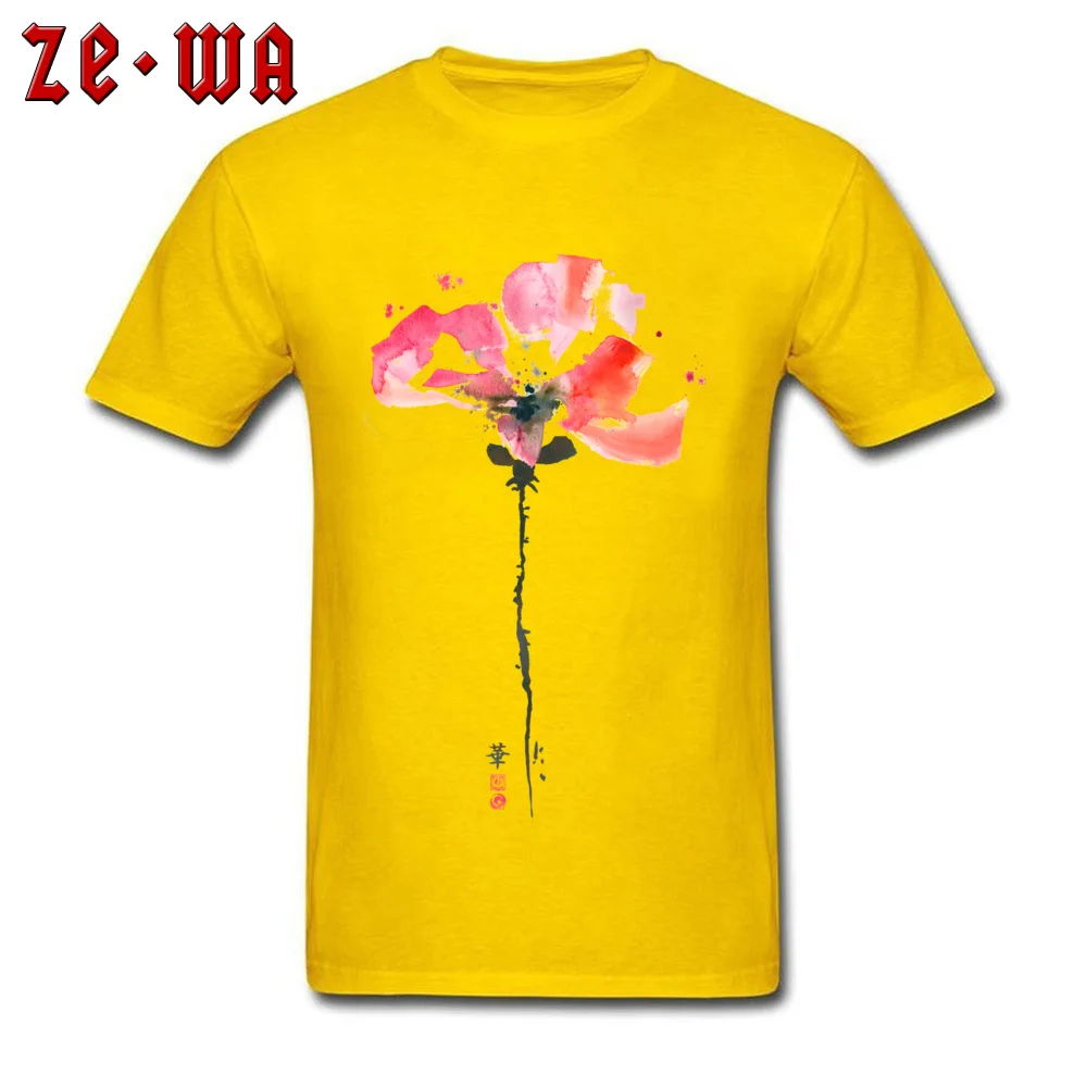 T Shirt Pretty Poppy Tops Tees VALENTINE DAY Hot Sale Design Short Sleeve Pure Cotton Round Collar Men Tshirts Design Pretty Poppy yellow