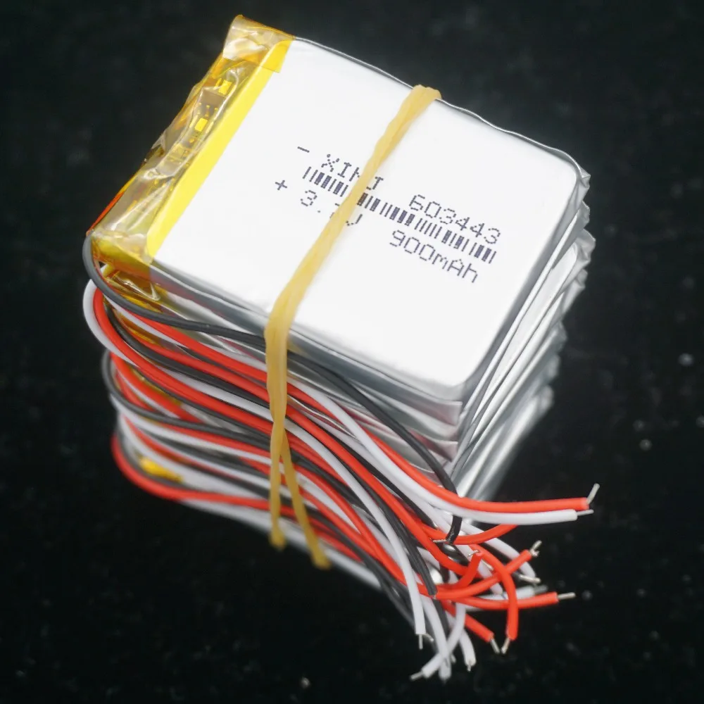 XINJ 10pcs 3.7V 900mAh 3 Wires Thermistor Polymer Li Lithium Lipo Battery Cell 603443 For PAD mp5 Camera E-Book Phone Tablet PC
XINJ 10pcs 3.7V 900mAh 3 Wires Thermistor Polymer Li Lithium Lipo Battery Cell 603443 For PAD mp5 Camera E-Book Phone Tablet PC