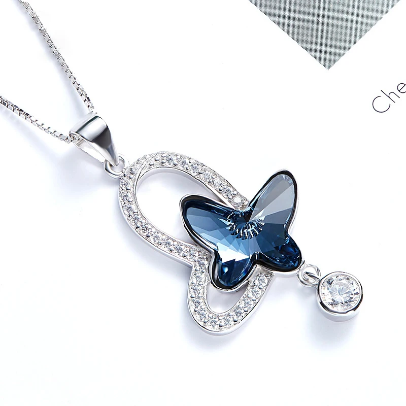 

Butterfly Necklace Pendants Made with Swarovski Crystal S925 Sterling Silver Pendants with Cubic Zirconia Fine Jewelry for Women