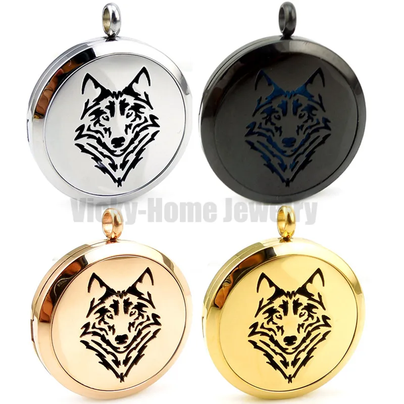 

New Design Wolf (30mm) Aromatherapy / Essential Oils Aroma Diffuser Locket Necklace