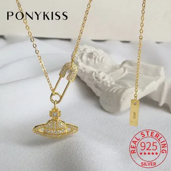 PONYKISS S925 Sterling Silver Creative Pin Design Planet Zircon Pendant Necklace Party Delicate Jewelry Cute Chic Gift For Women
PONYKISS S925 Sterling Silver Creative Pin Design Planet Zircon Pendant Necklace Party Delicate Jewelry Cute Chic Gift For Women