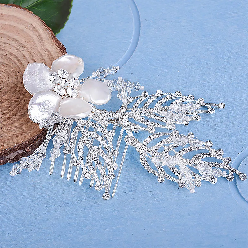 Leaf Flower Bride Tiaras Headpiece Rhinestone Conch Crystal Beads Hair Comb Women Wedding Hair Jewelry Accessories Decoration JL
Leaf Flower Bride Tiaras Headpiece Rhinestone Conch Crystal Beads Hair Comb Women Wedding Hair Jewelry Accessories Decoration JL