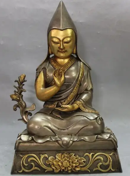 S02452 11"Marked Chinese Purple Bronze 24K Gold Pure Silver Je Tsongkhapa Buddha Statue
S02452 11"Marked Chinese Purple Bronze 24K Gold Pure Silver Je Tsongkhapa Buddha Statue