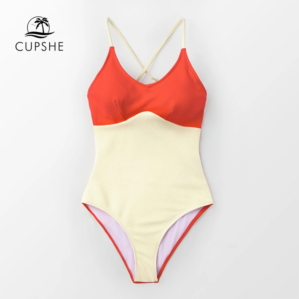 CUPSHE Red and Beige Colorblock One-Piece Swimsuit Women Sexy Monokini Bathing Suits 2019 Girl Beach Swimwear
CUPSHE Red and Beige Colorblock One-Piece Swimsuit Women Sexy Monokini Bathing Suits 2019 Girl Beach Swimwear