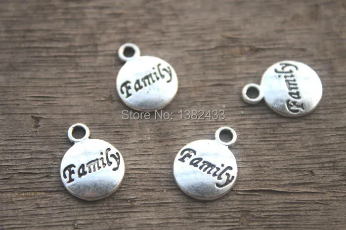 30pcs--Family Charms Antique Tibetan Silver Tone Family Charm pendants 15 x 12mm