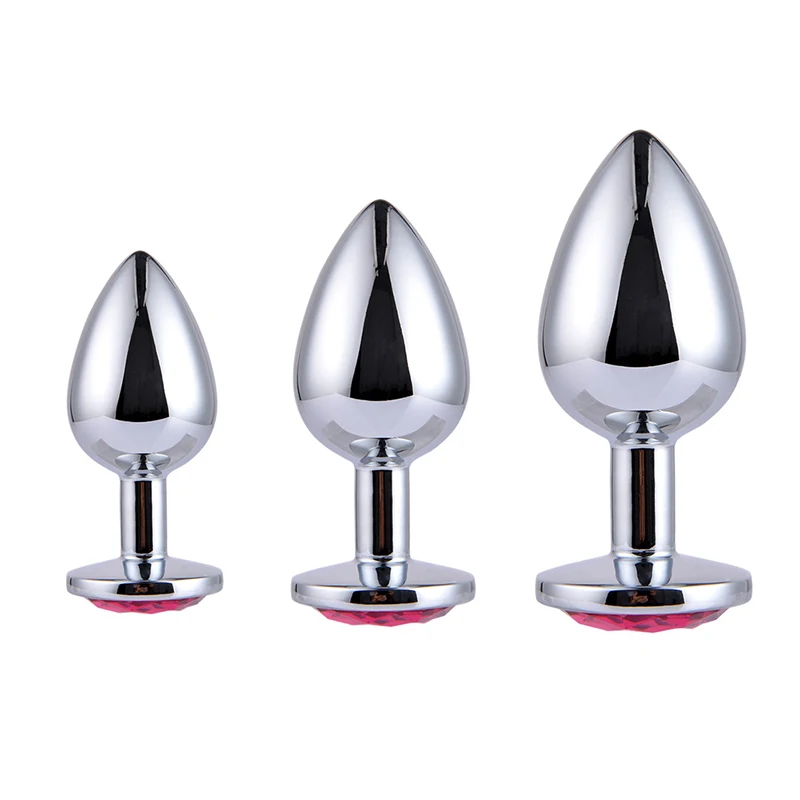 3pcs/Set Stainless Steel Small Medium Metal Anal Plug Dildo For Women & Men Crystal Jewelry Beads Adult Sex Toys