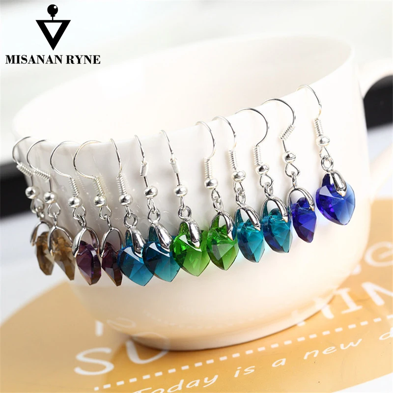 SHUANGR New 10 Colors Heart Shape Crystal Dangle Earrings Love Heart Drop Earrings For Women Fashion Jewelry
SHUANGR New 10 Colors Heart Shape Crystal Dangle Earrings Love Heart Drop Earrings For Women Fashion Jewelry
