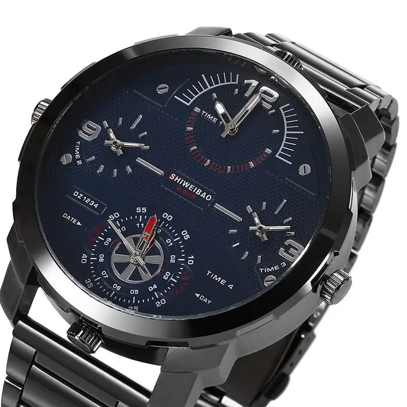 shiweibao full steel four time zones military watches for men (3)