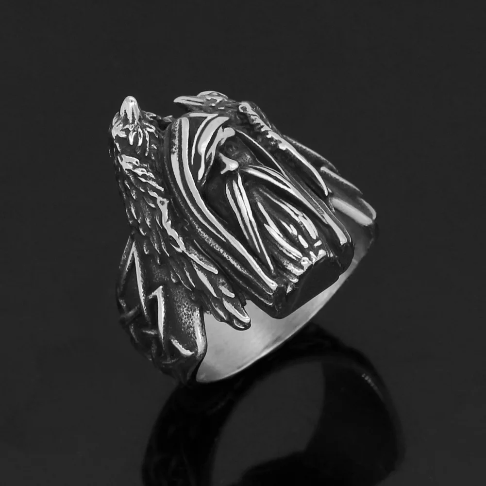 Nordic Viking amulet odin Huginn and Muninn knot Amulet Stainless Steel Ring with Valknut Rune Gift Bag
Nordic Viking amulet odin Huginn and Muninn knot Amulet Stainless Steel Ring with Valknut Rune Gift Bag
