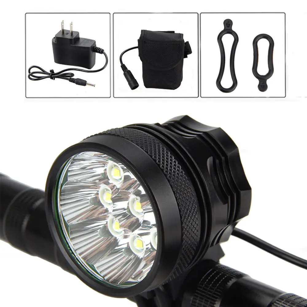 Free Shipping Waterproof 18000lumens 9*Cree XML T6 LED Bicycle Bike Headlight Headlamp Head Light Lamp 12000mAh Set | Освещение