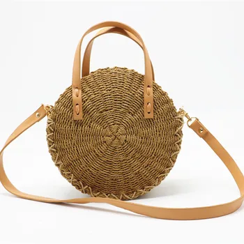 Handmade Rattan Weave Round Beach Bag Leather Hand Shoulder Strap Knit Lady's Handbag Woman Messenger Bag Khaki Beige black Tote
Handmade Rattan Weave Round Beach Bag Leather Hand Shoulder Strap Knit Lady's Handbag Woman Messenger Bag Khaki Beige black Tote