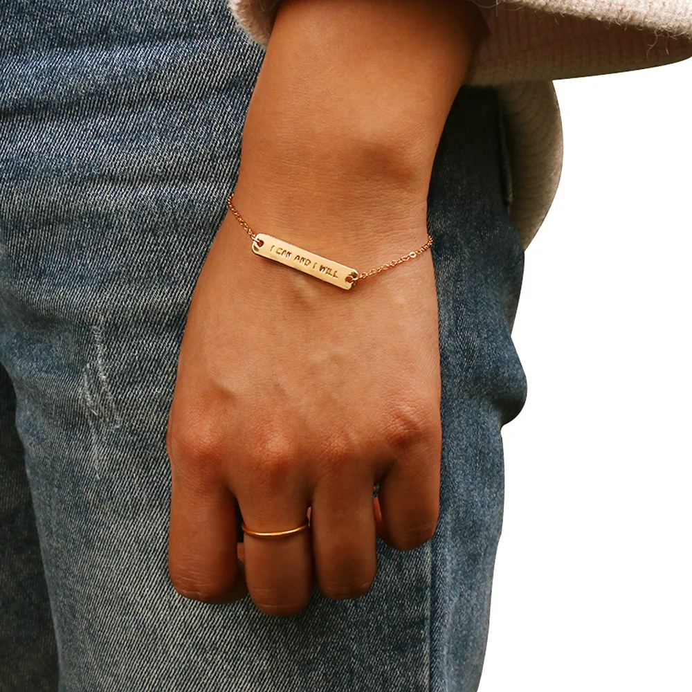 New Fashion Gold Color Letter I CAN AND I WILL Bracelet & Bangle For Women Silver Adjustable Name Bracelets Jewelry Female Gifts
New Fashion Gold Color Letter I CAN AND I WILL Bracelet & Bangle For Women Silver Adjustable Name Bracelets Jewelry Female Gifts