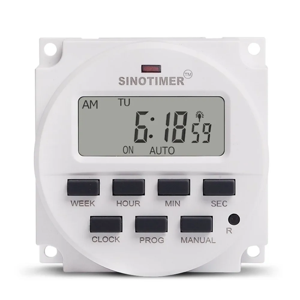 SINOTIMER 220V Weekly 7 Days Programmable Digital Time Switch Relay Timer Control for Electric Appliance 8 ON/OFF Setting
SINOTIMER 220V Weekly 7 Days Programmable Digital Time Switch Relay Timer Control for Electric Appliance 8 ON/OFF Setting