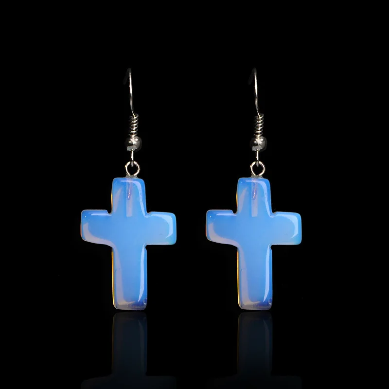 European and American Prayer Cross Charm Drop Earrings White Crystal Glass Moonstone Sea Opal Dangle Earrings for Womens Men
European and American Prayer Cross Charm Drop Earrings White Crystal Glass Moonstone Sea Opal Dangle Earrings for Womens Men