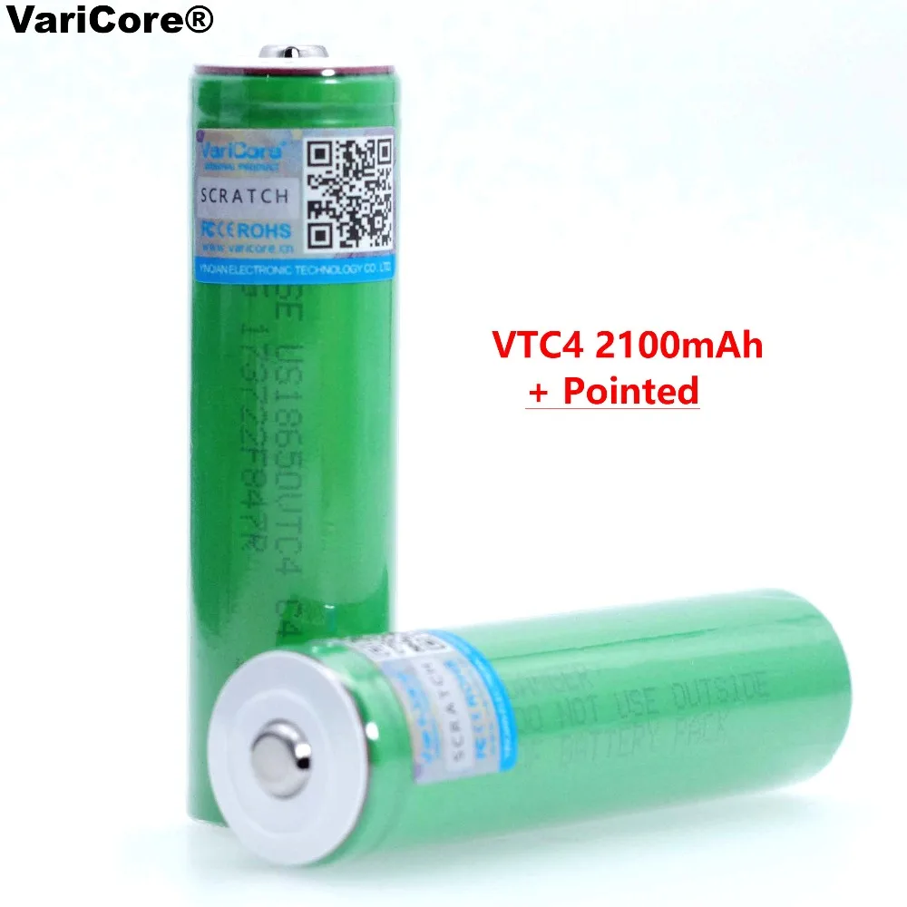 2pcs VariCore 100% Original 3.6V 18650 VTC4 2100mAh High drain 30A Rechargeable battery For Sony US18650VTC4 + Pointed | Электроника