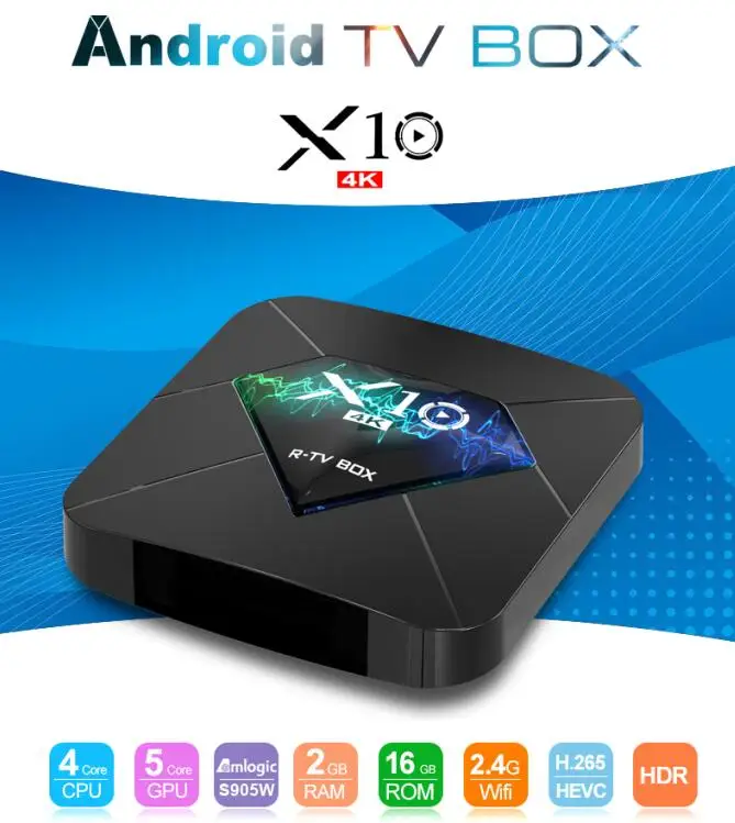 ТВ приставка Android Smart TV X10 S905W четырехъядерный процессор 2 ГБ 16 Wi Fi H.265 HDR 3D 4K